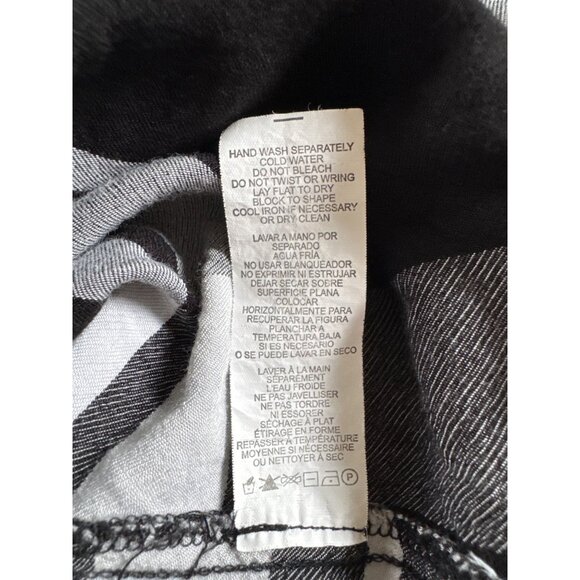 Kensie XL Button Up Shirt Plaid Black White Long Sleeve Soft Viscose Top - Picture 5 of 9